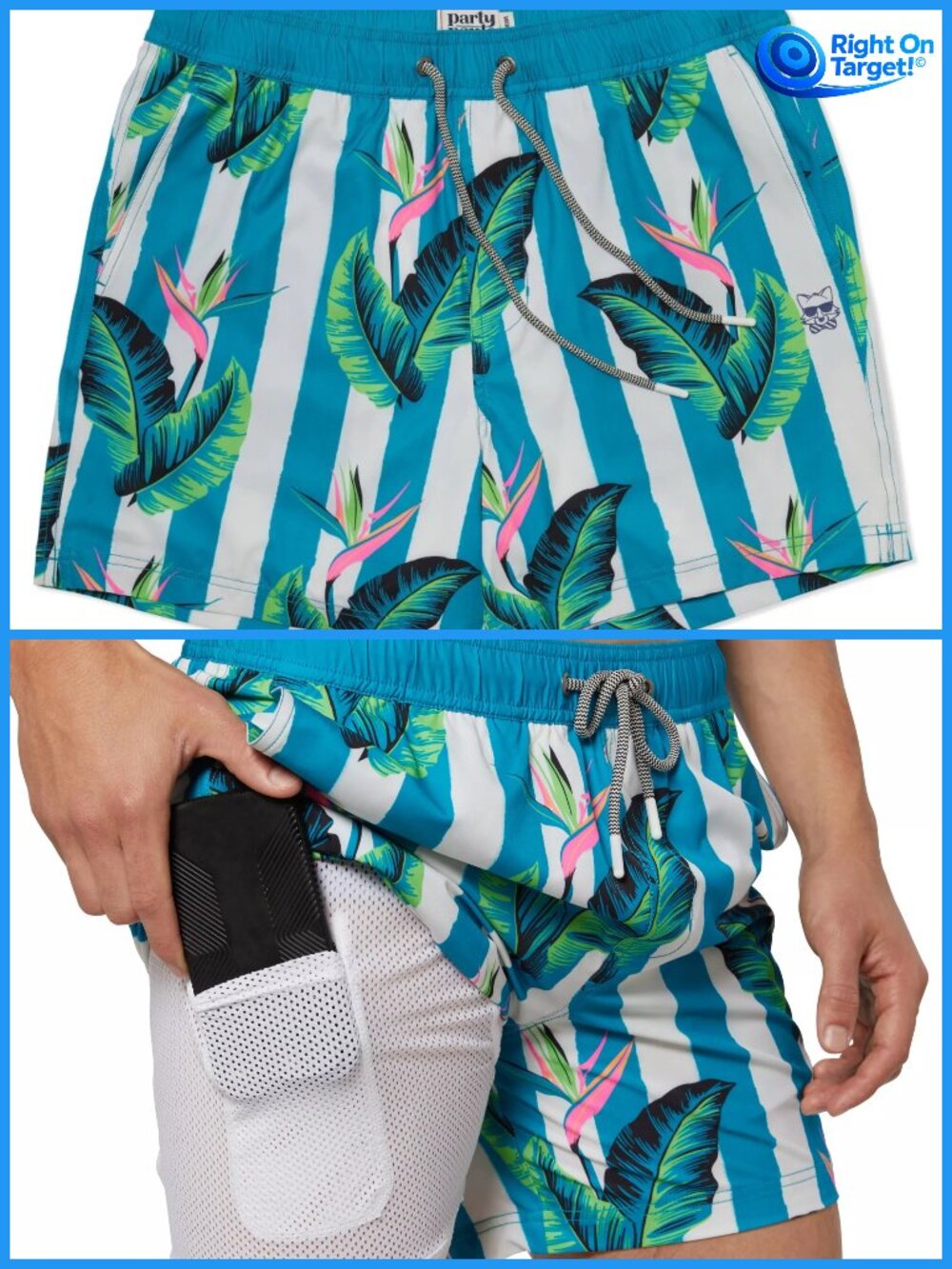 XL - Mens Party Pants Swimsuit Bottom - Turquoise
